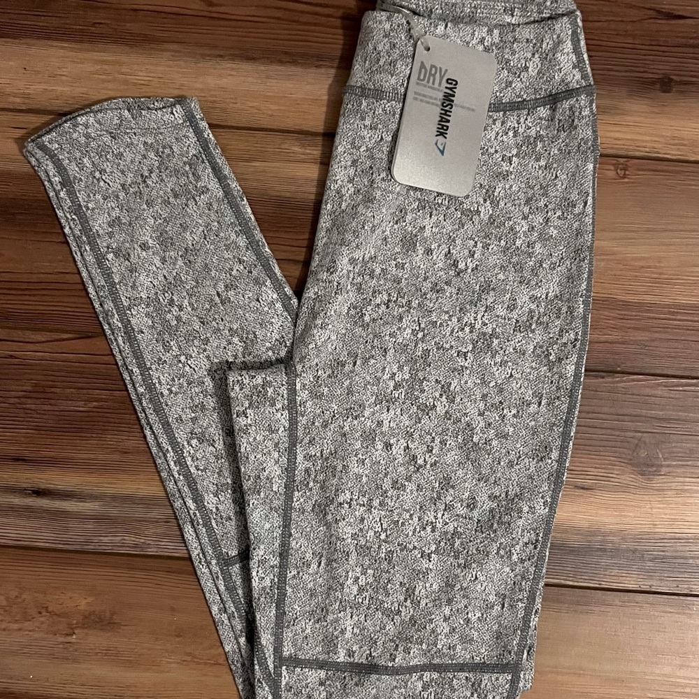 Gymshark Dry Fleur Texture Leggings Gray High Waisted Full Length Size Medium